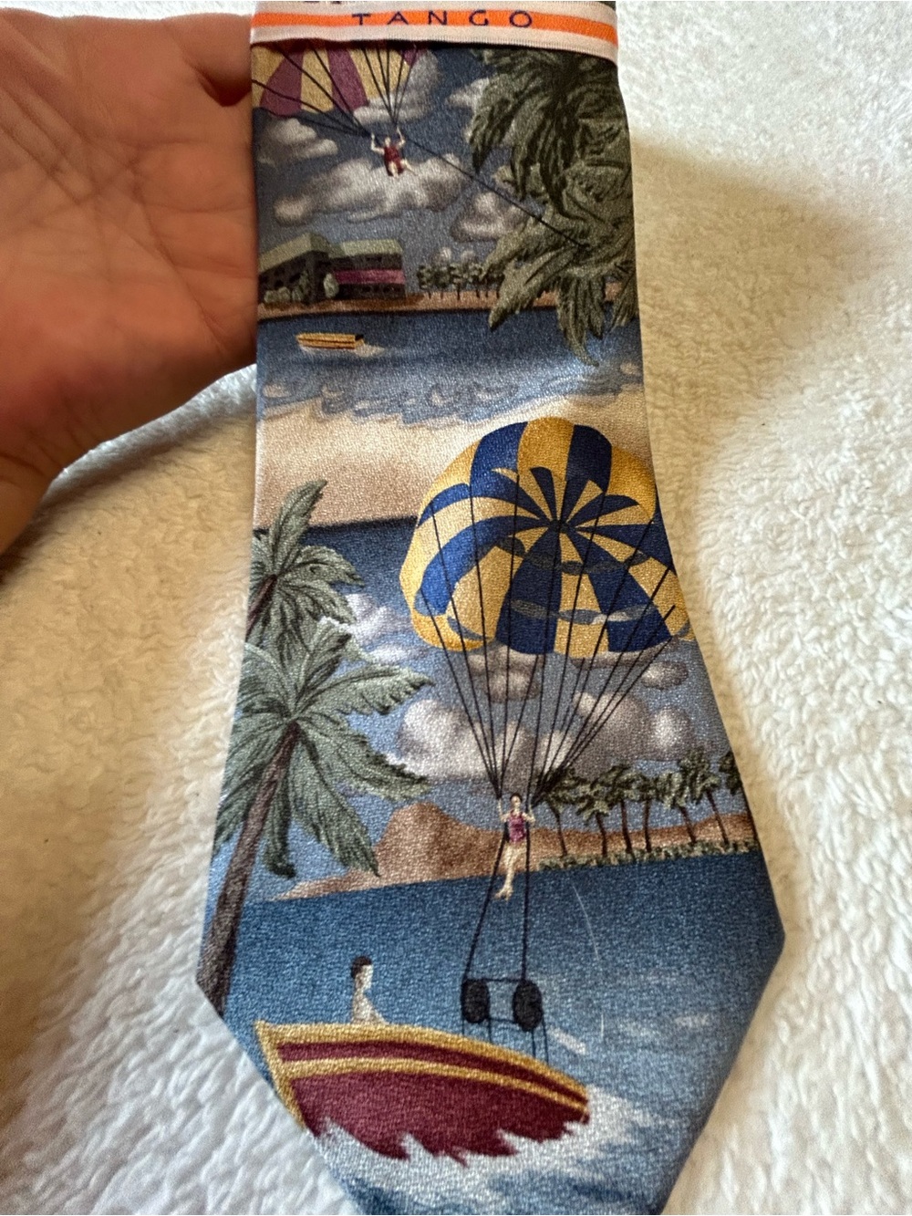 Vintage Tropical Beach Parasailing